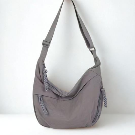 Gray shoulder bag on a white background