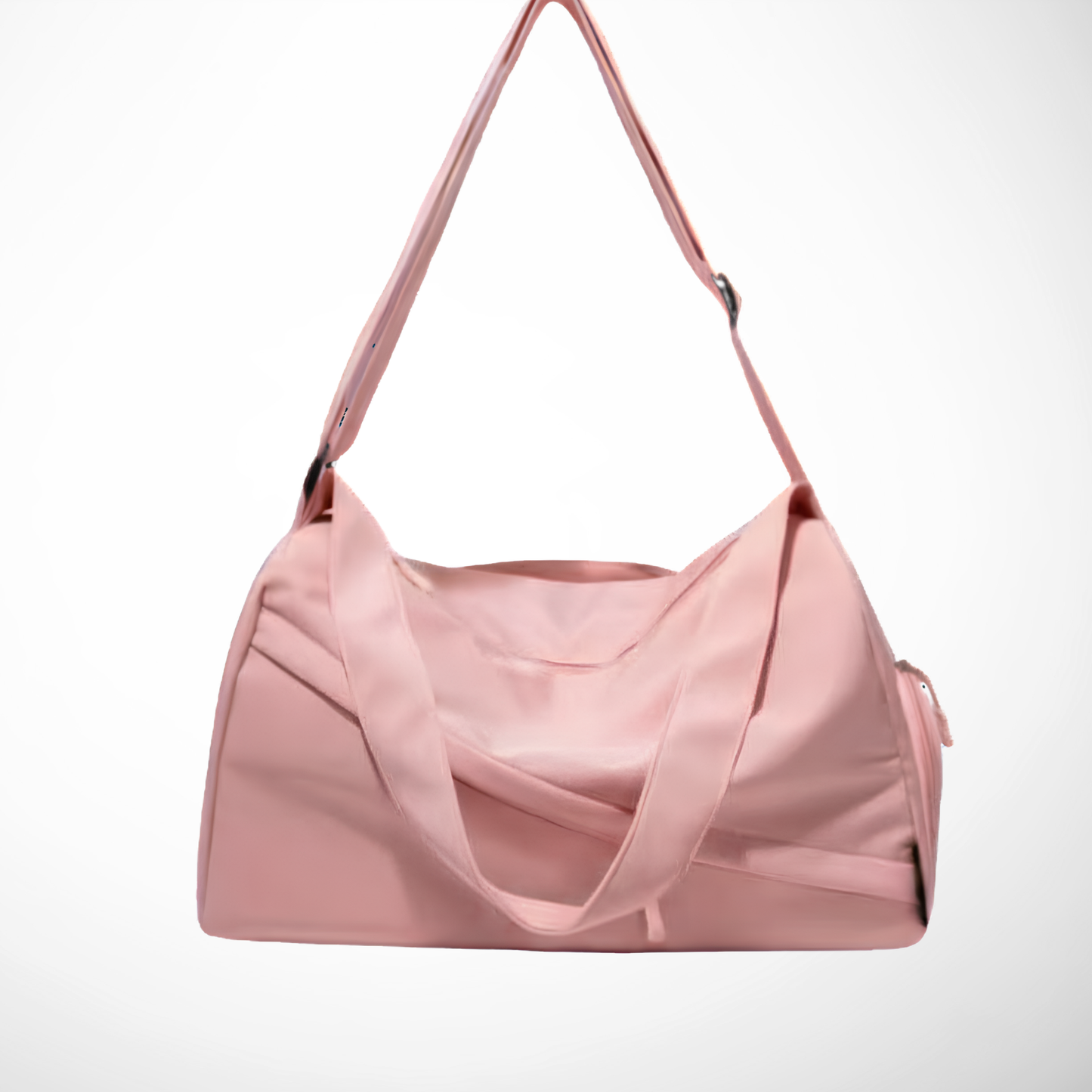 Blush duffel bag with white background