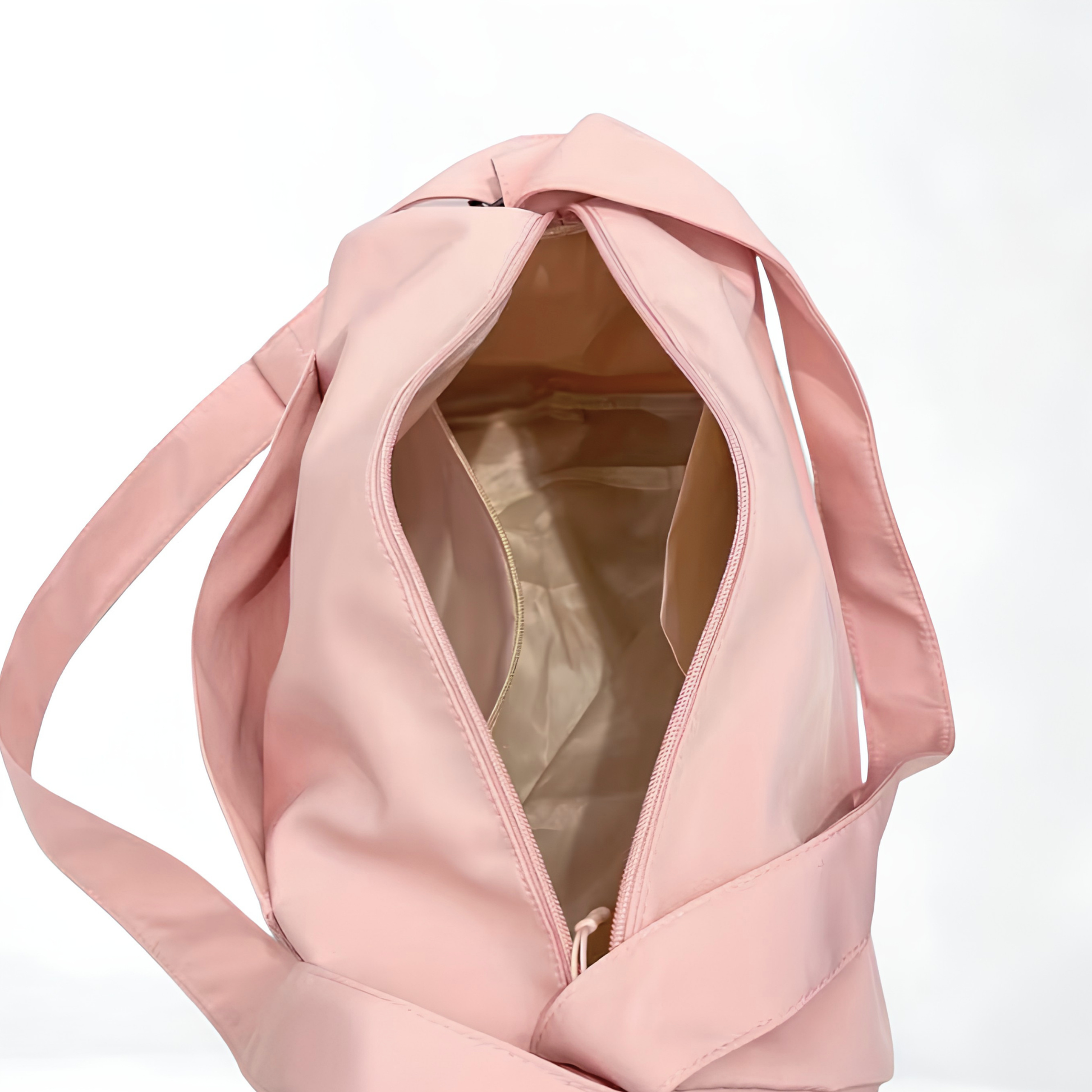 open pink duffel bag